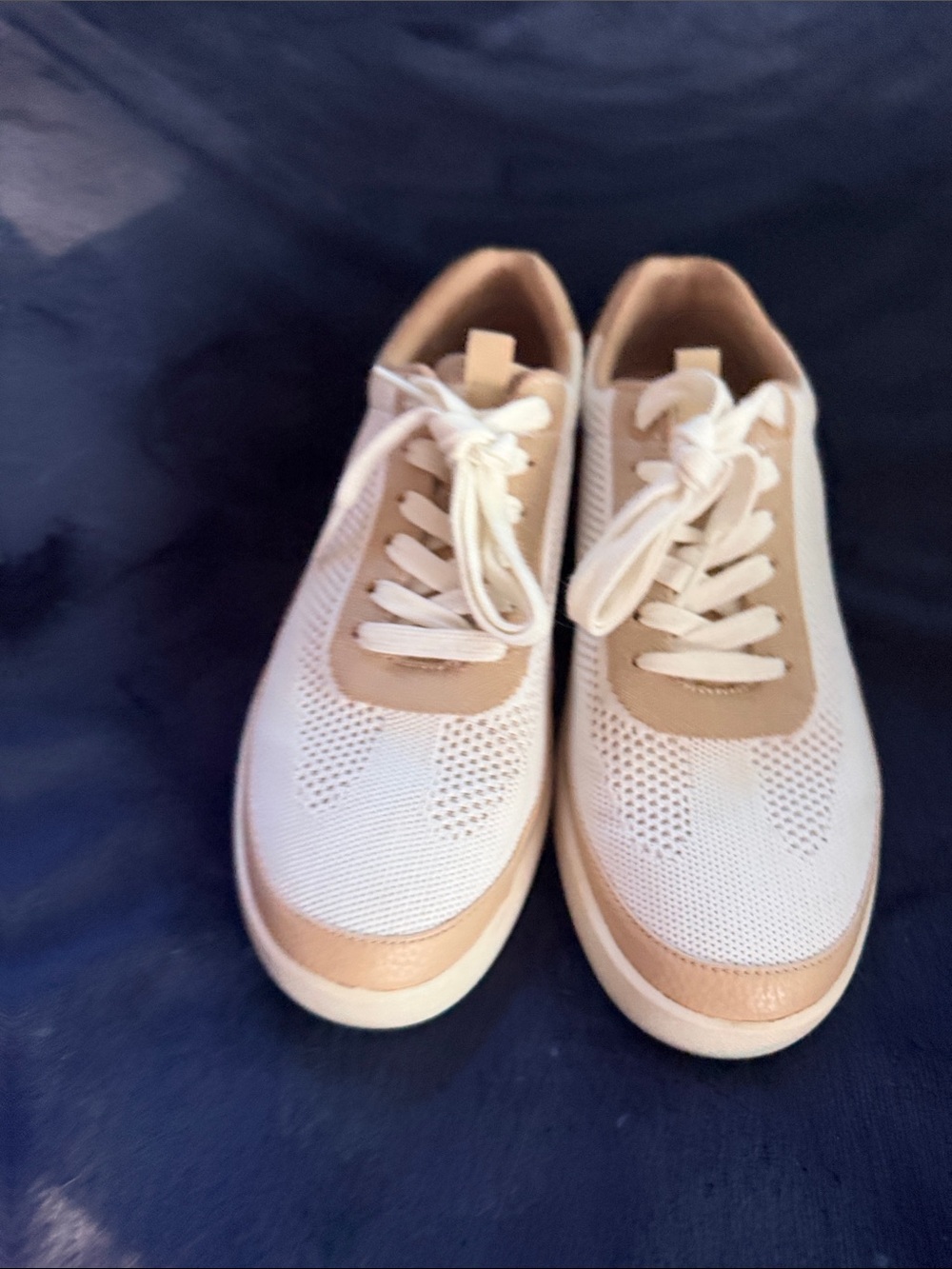 Vionic Women's Knit Lace-Up Sneakers in White and Tan - Picture 6 of 7